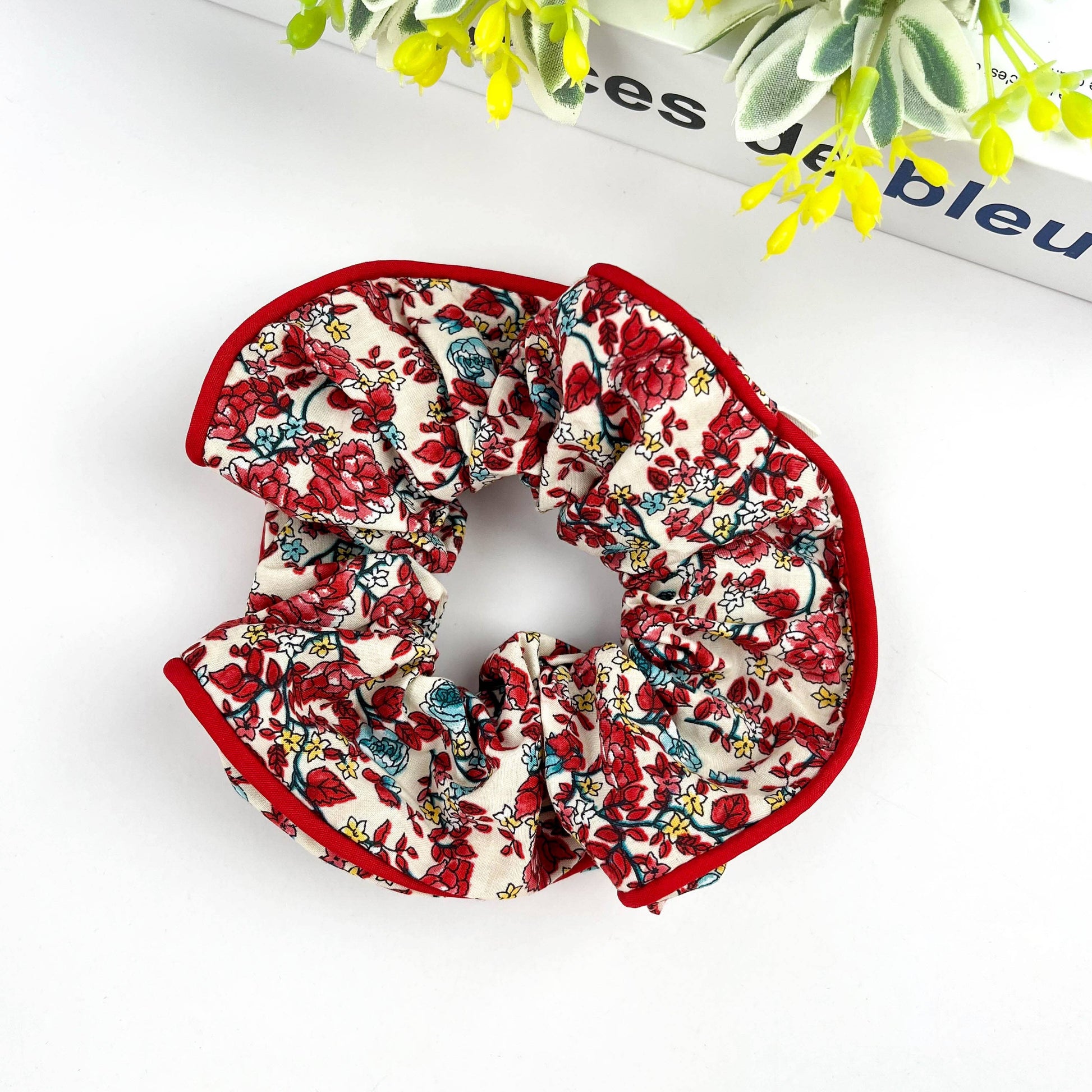 Elegant Floral Scrunchie, Hair Tie