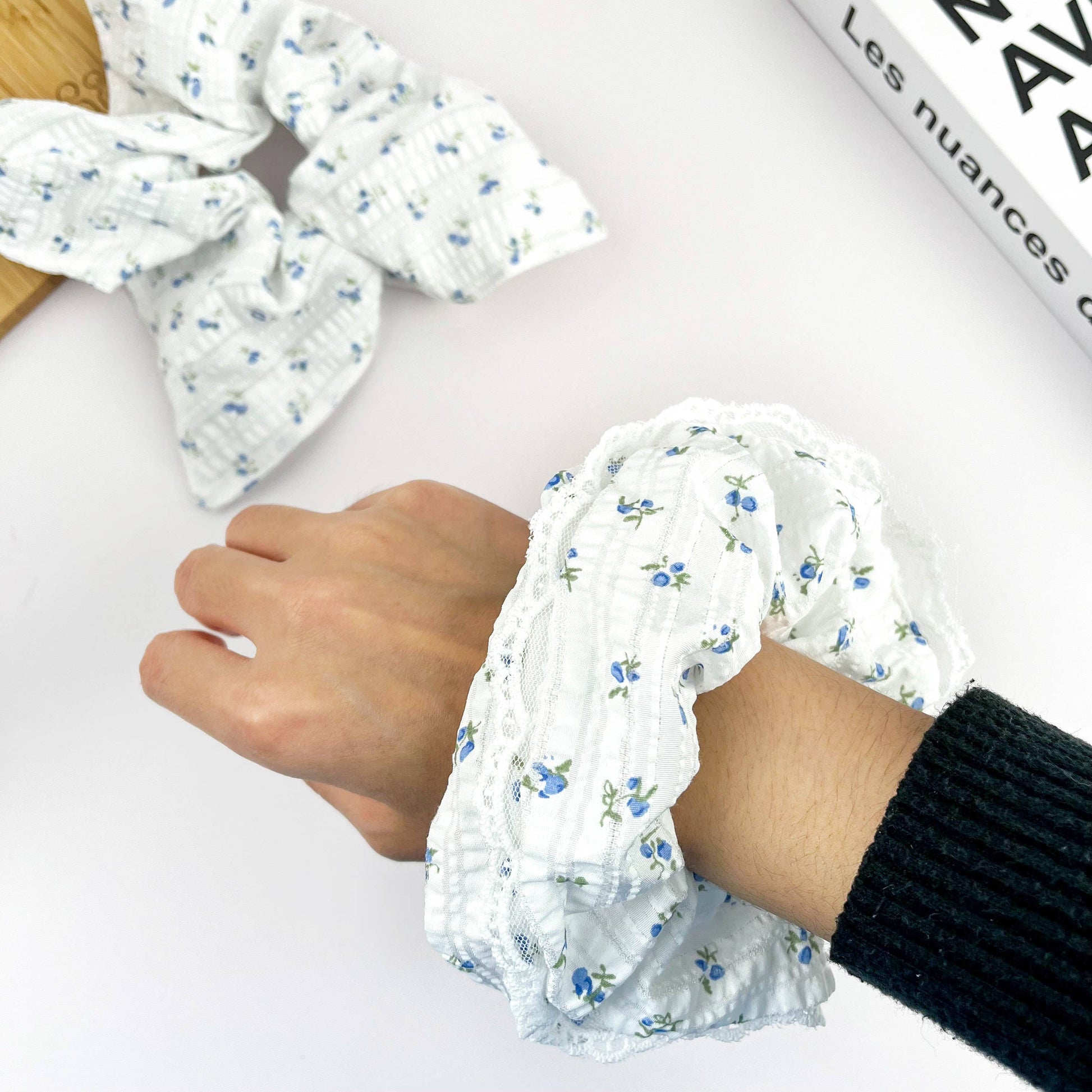 Artistic Floral Scrunchie, Hair Tie