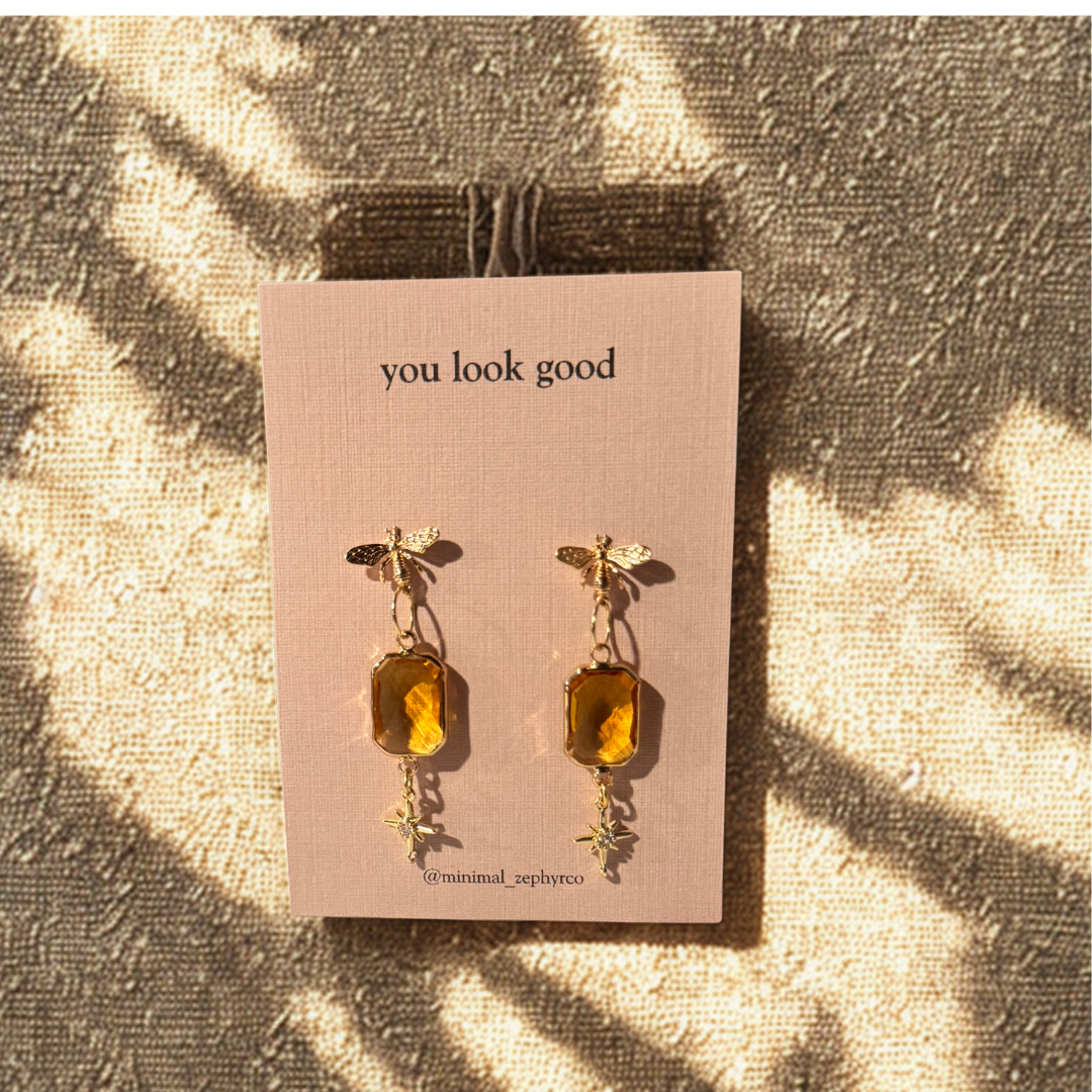 Golden Nectar Drop Earrings