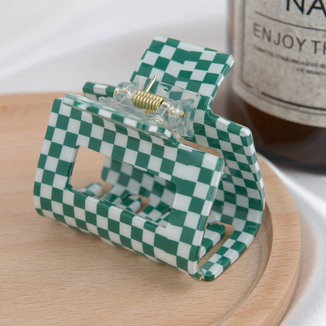 Acrylic Square Checkerboard Hair Claw Clip