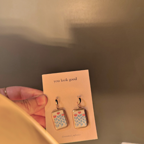 Dutch Tulip Porcelain Charm Earrings