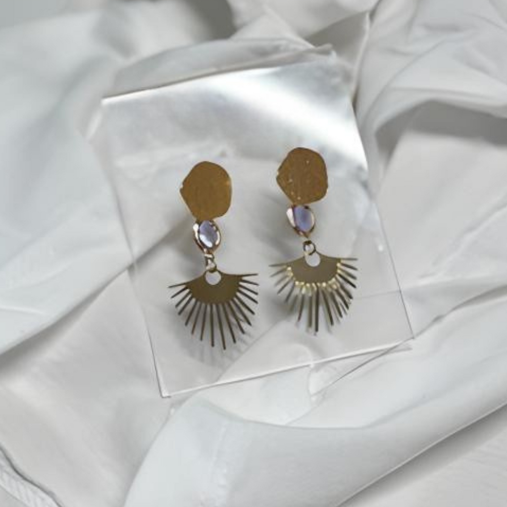 Rose Quartz Fan Earrings