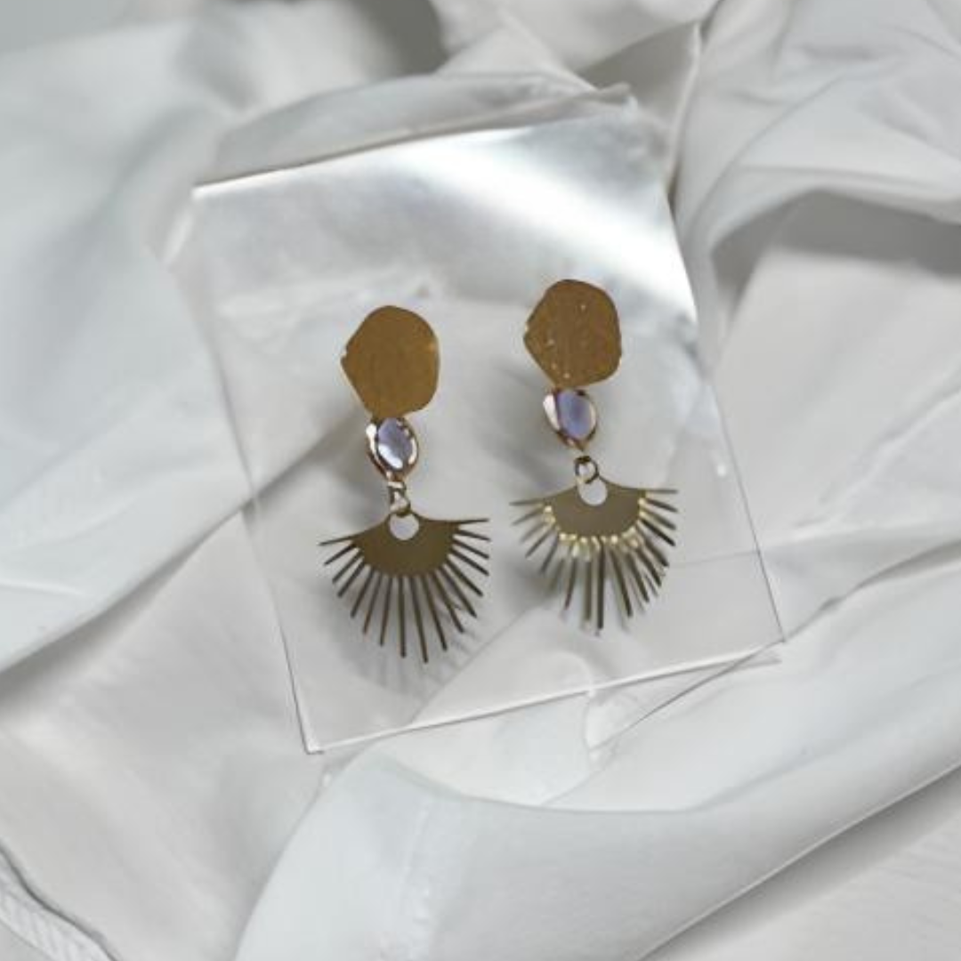 Rose Quartz Fan Earrings