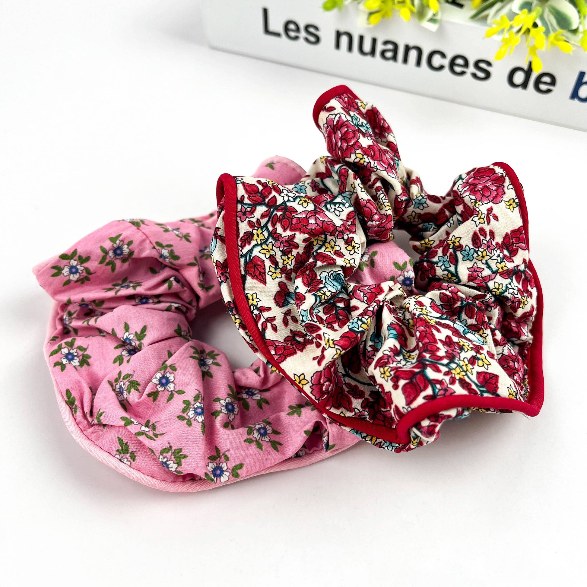 Elegant Floral Scrunchie, Hair Tie