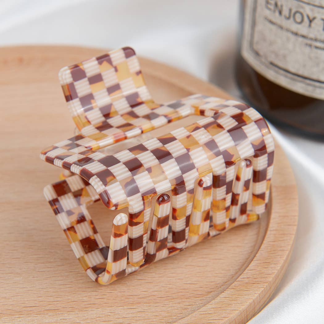 Acrylic Square Checkerboard Hair Claw Clip