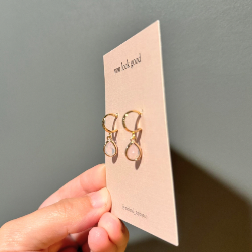 Rose Quartz Huggie Hoops