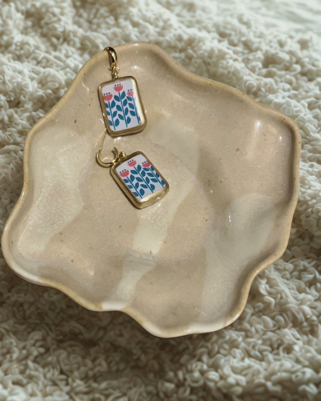 Dutch Tulip Porcelain Charm Earrings