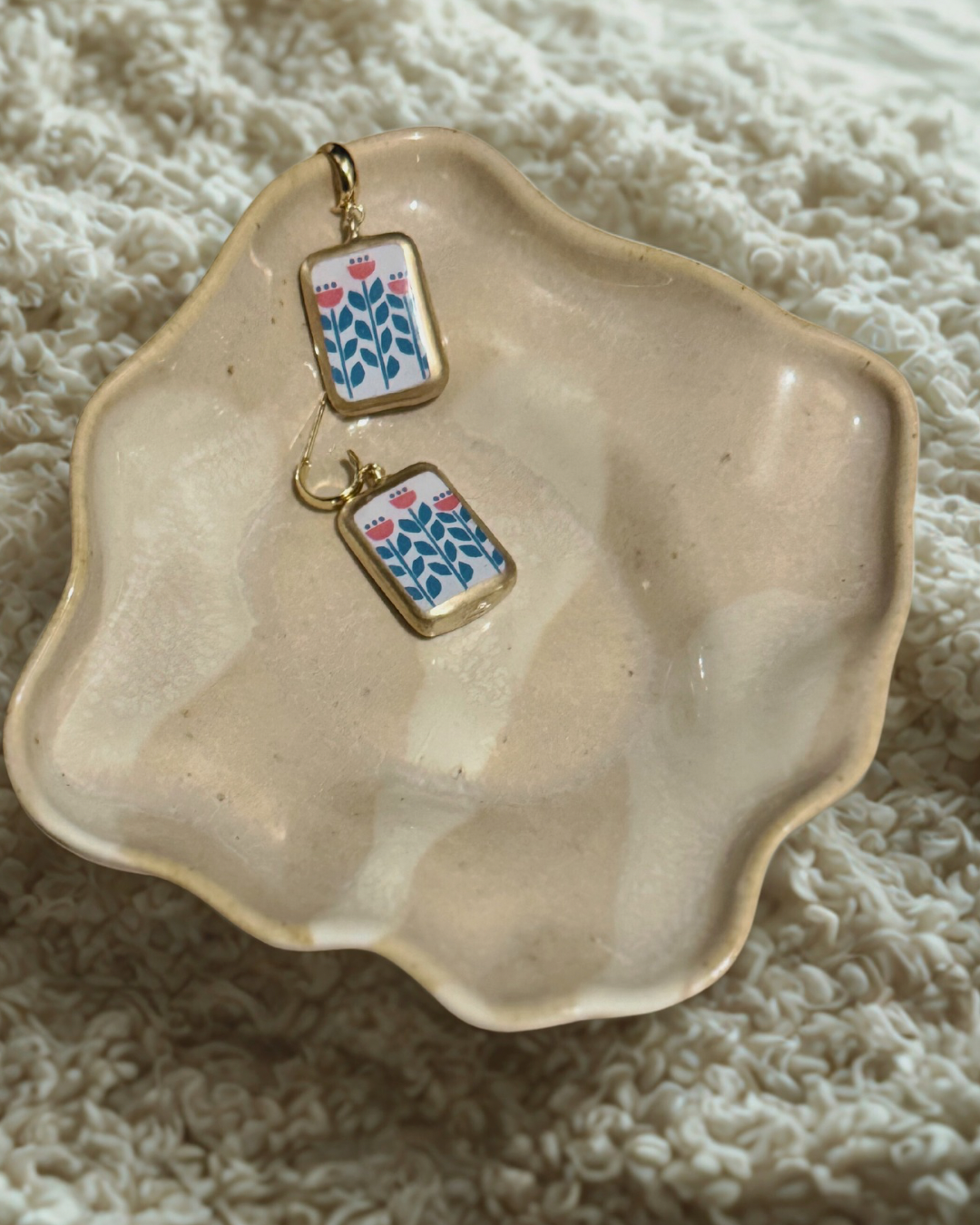 Dutch Tulip Porcelain Charm Earrings