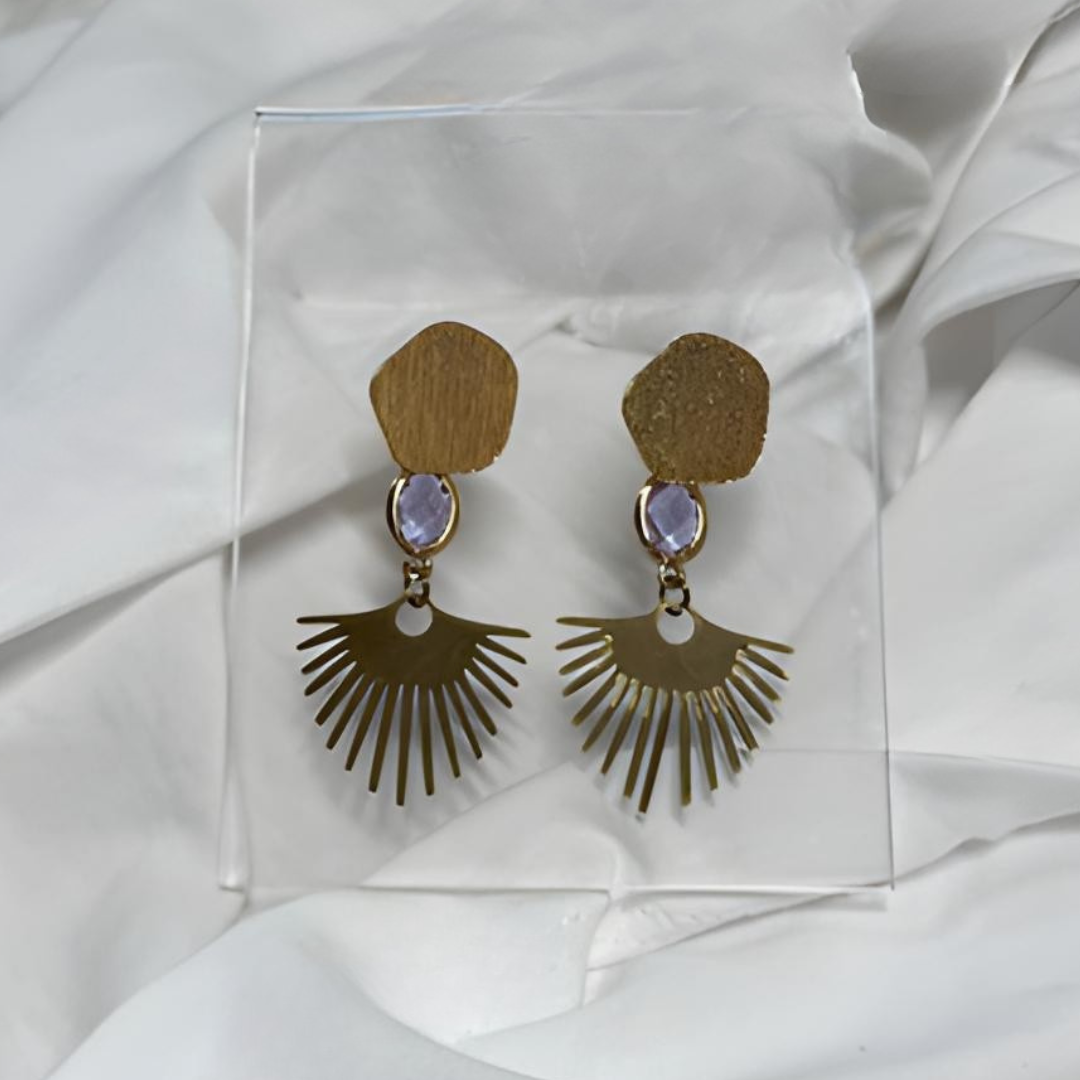 Rose Quartz Fan Earrings