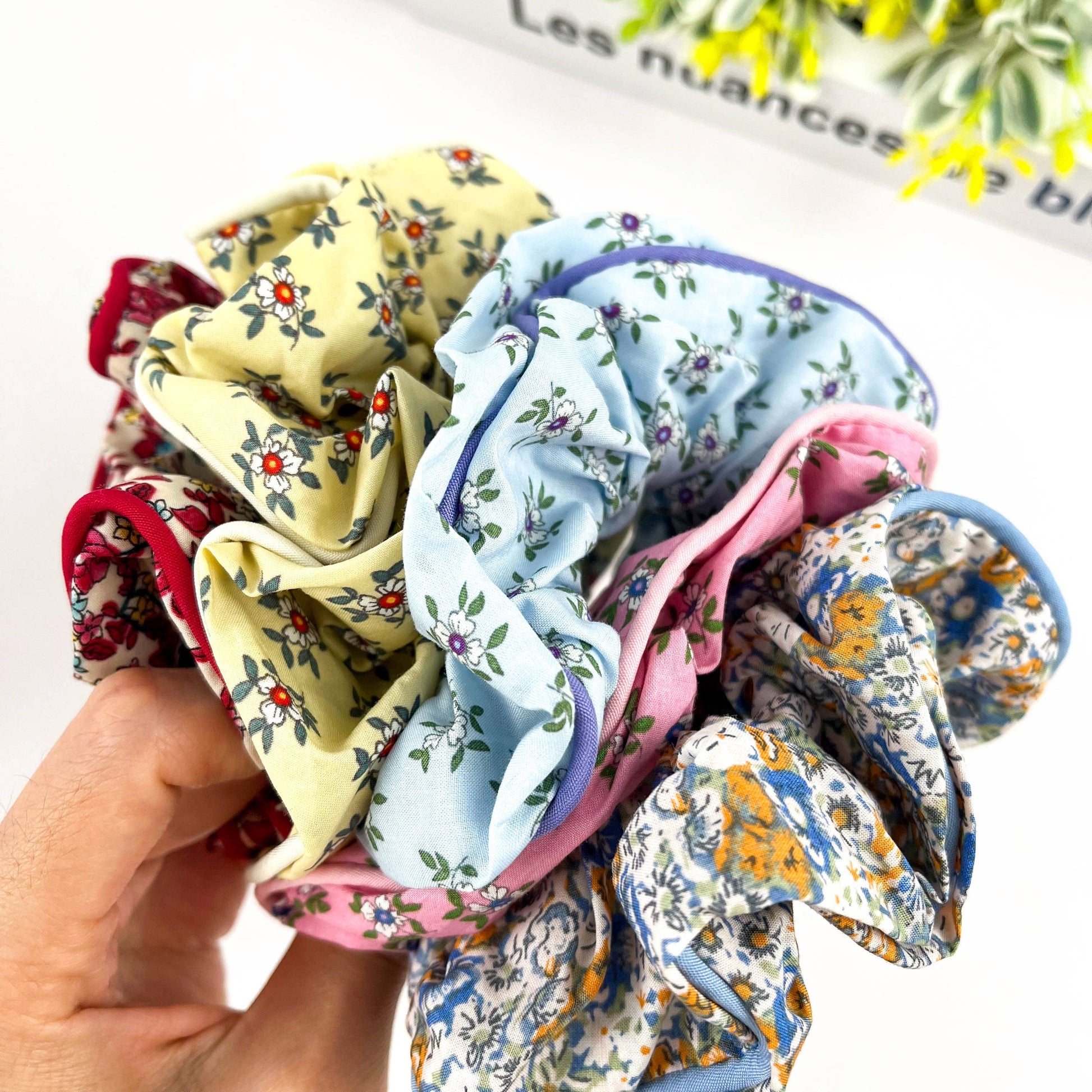 Elegant Floral Scrunchie, Hair Tie